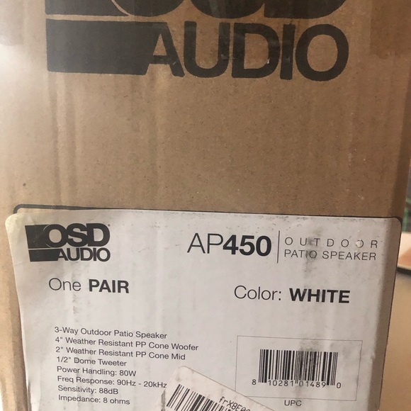 4" Compact Outdoor Patio Speaker Pair 80W, 3-Way Design, IP54 Rated, White - Picture 4 of 4